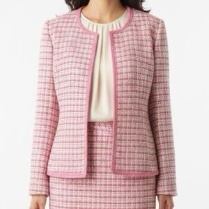 Women’s Sag Harbor Pink Tweed Jacket Size 8 Petite